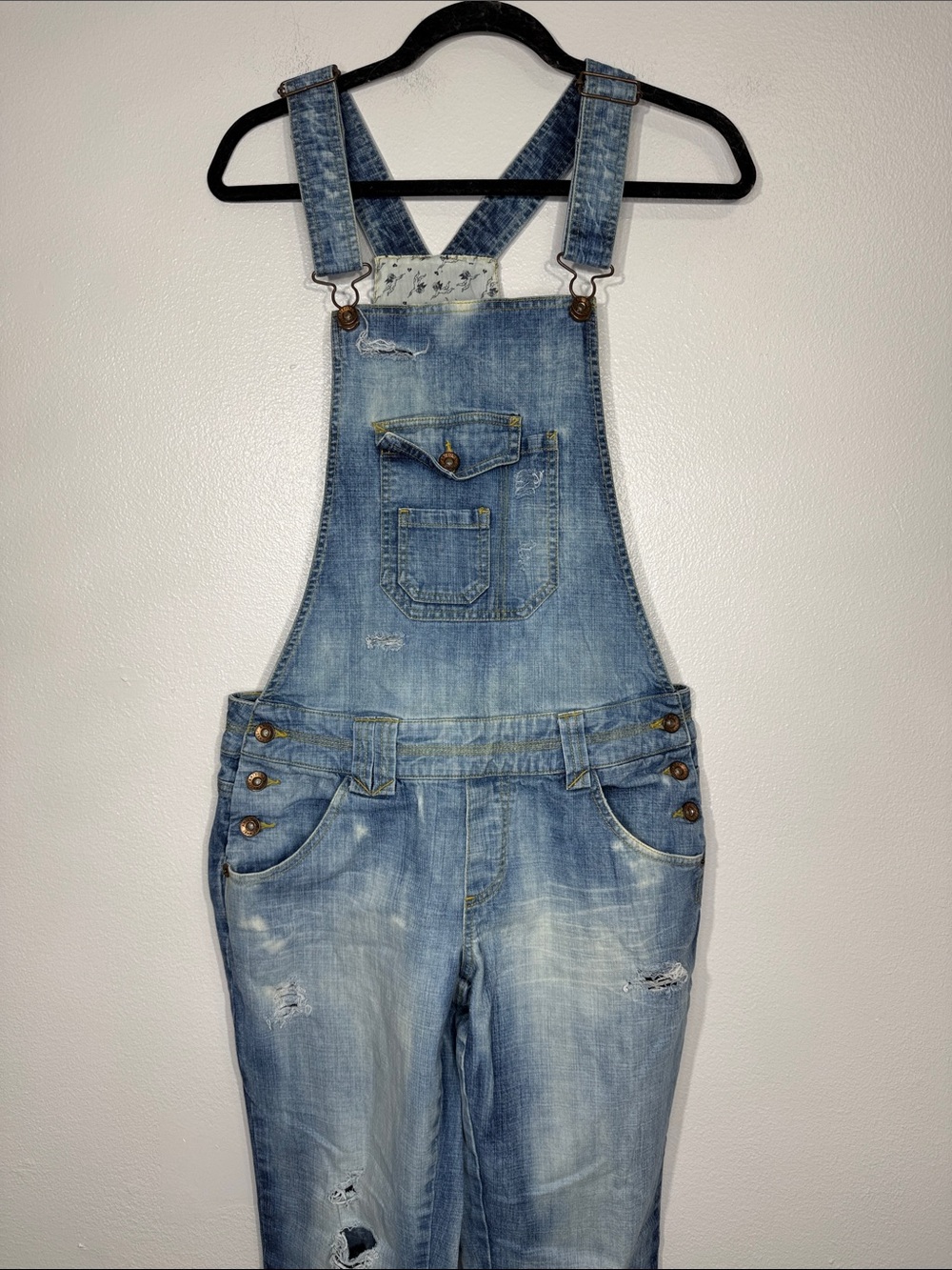 Vintage Distressed Denim Women’s Overalls 9